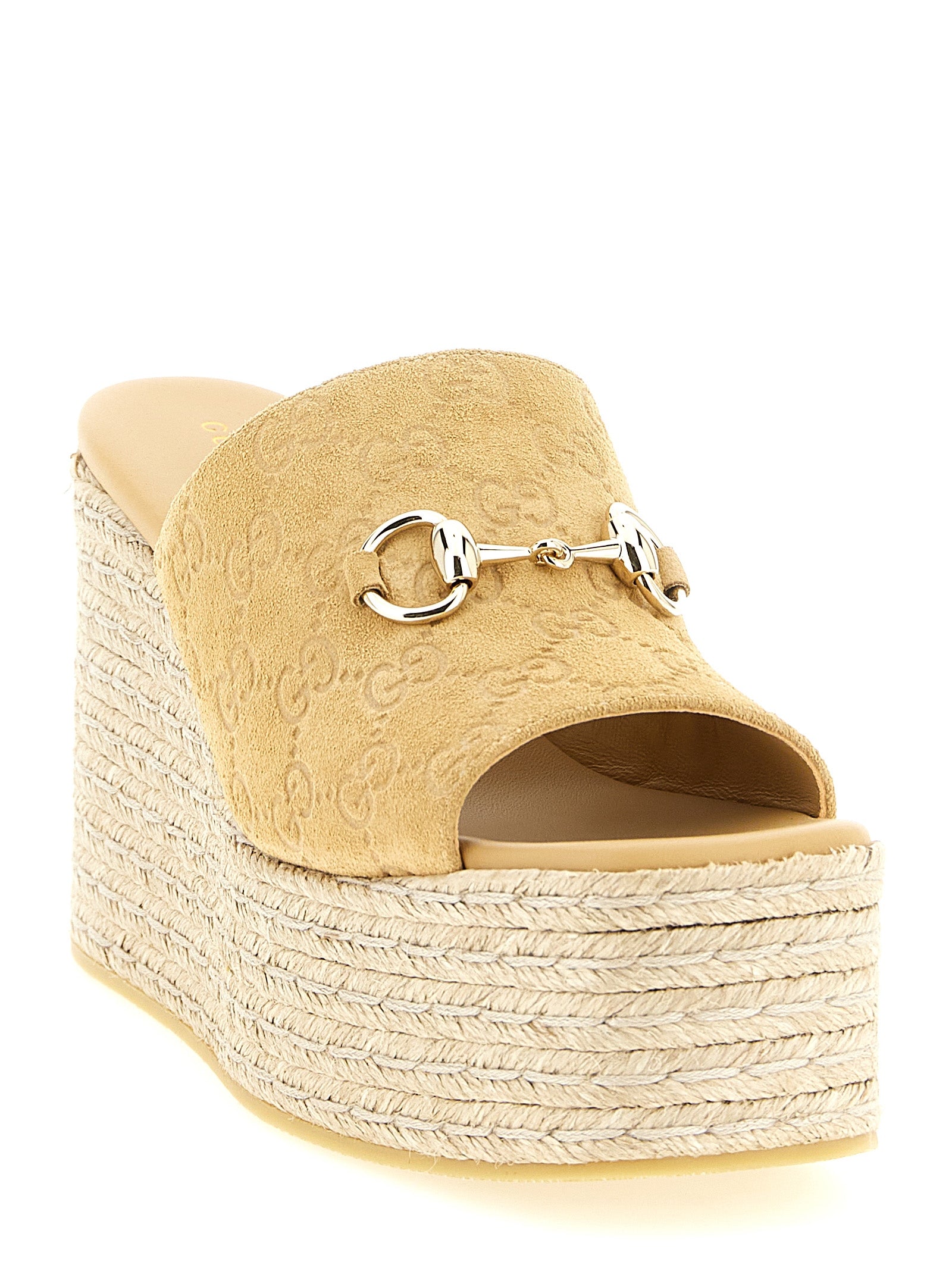 Gucci Beige Calfskin Wedge Sandals Gucci