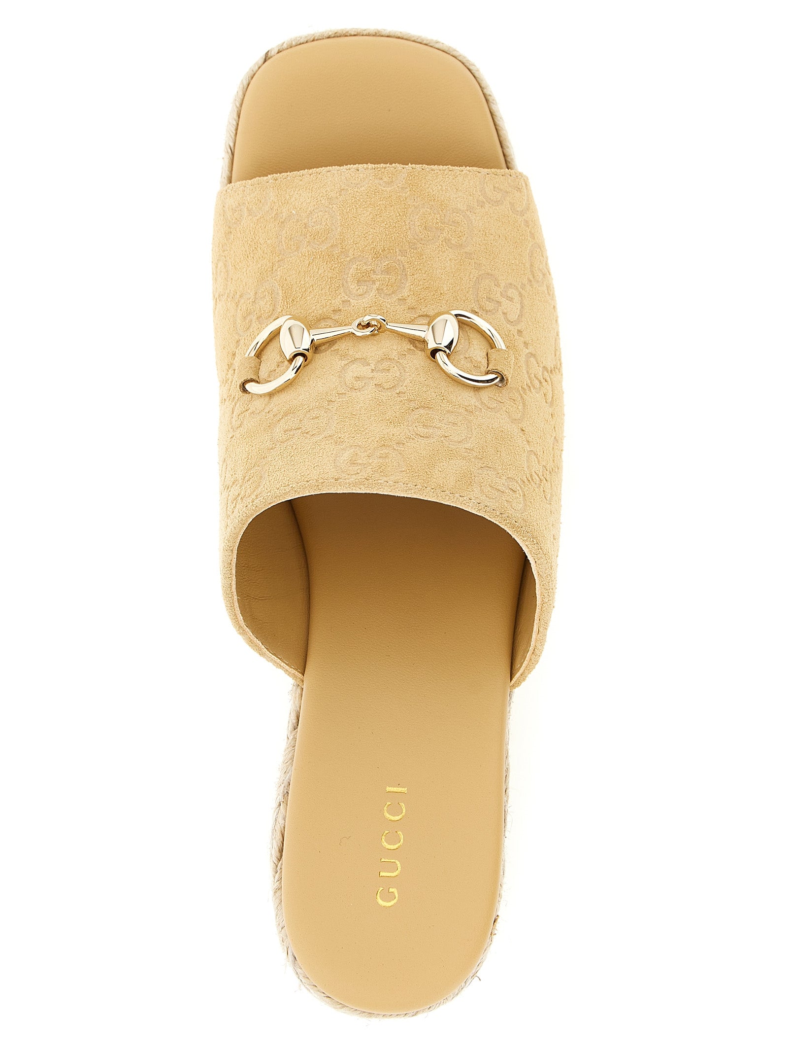 Gucci Beige Calfskin Wedge Sandals Gucci