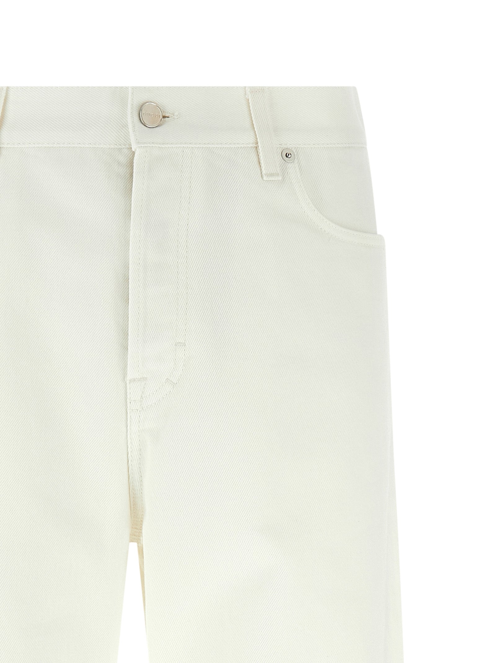 Gucci White Cotton Straight-Leg Jeans Gucci