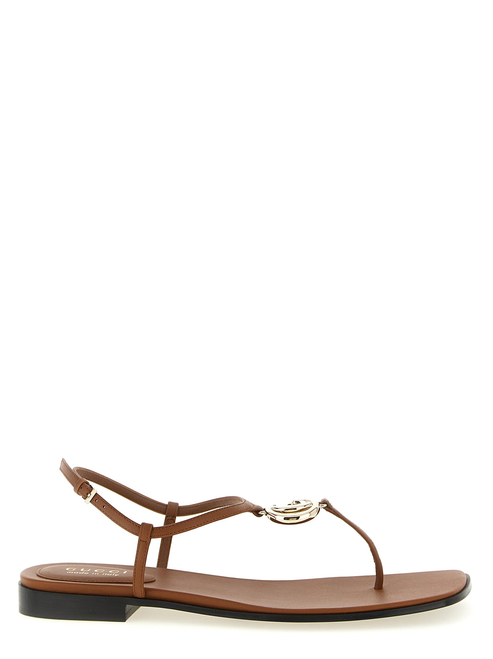 Gucci Brown Calfskin Flat Sandals Gucci