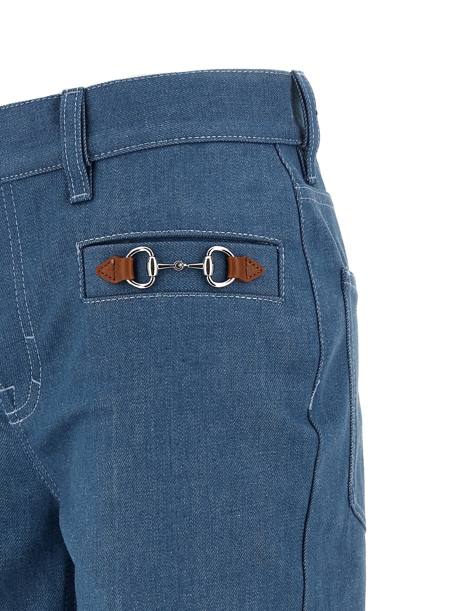 Gucci Blue Cotton Straight-Leg Jeans Gucci
