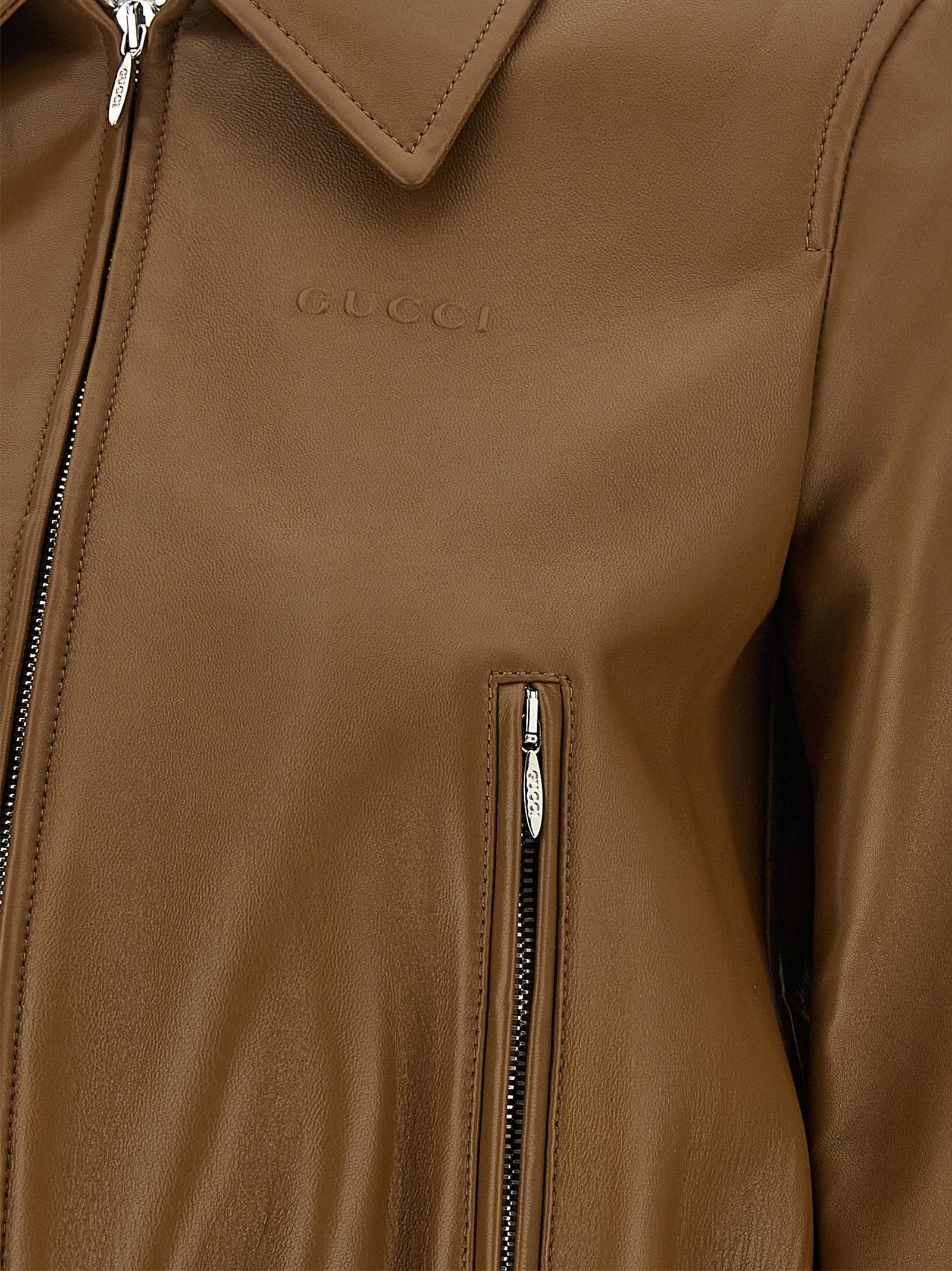 Gucci Beige Lamb Leather Leather Jacket Gucci