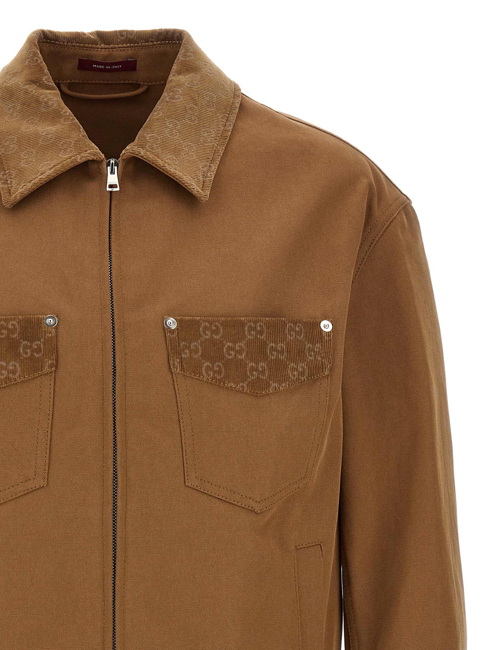 Gucci Brown Cotton Full-Length Jacket Gucci