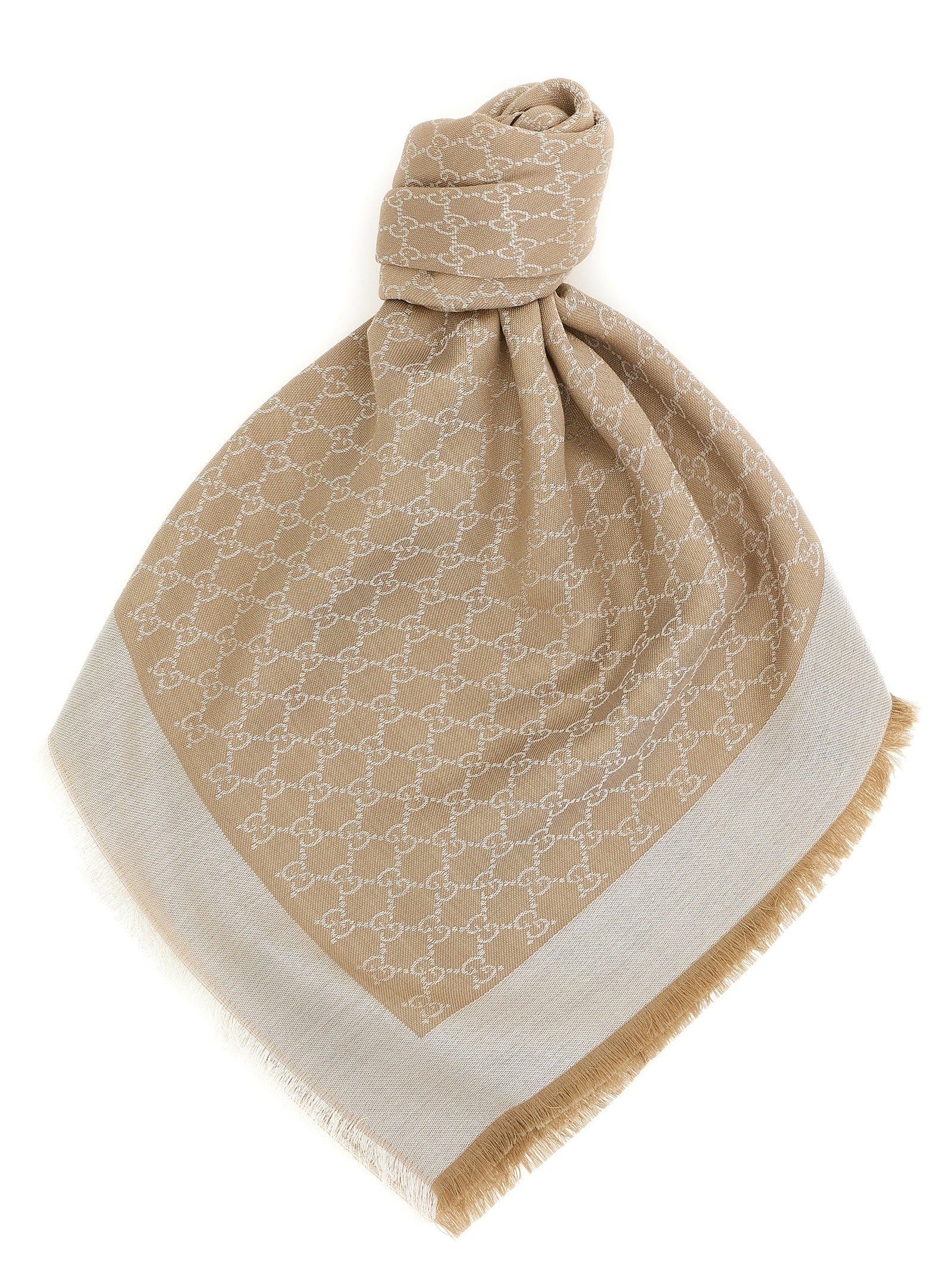 Gucci Beige Silk Scarf Gucci