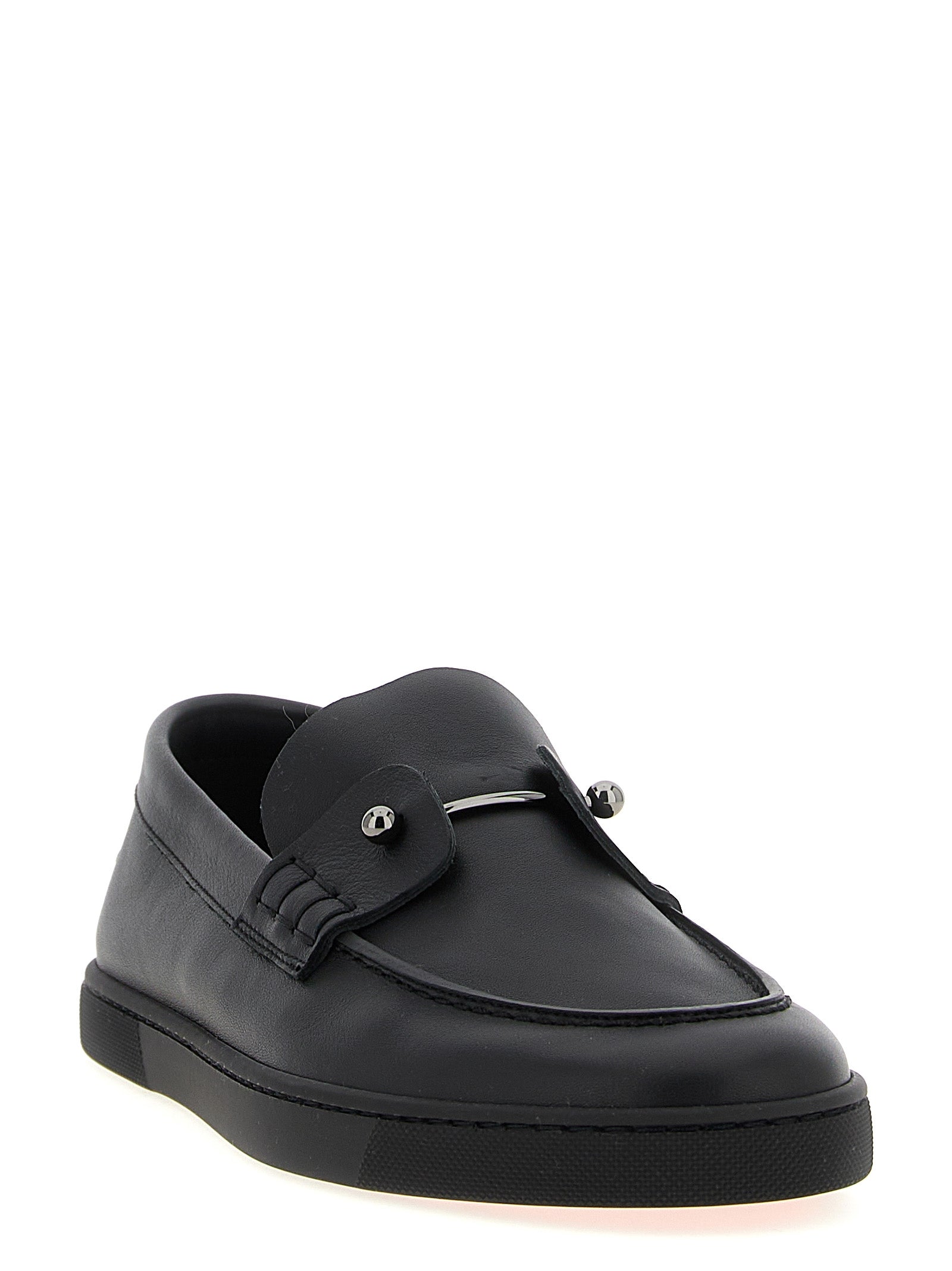 Christian Louboutin Black Calfskin Slip-On Loafers Christian Louboutin