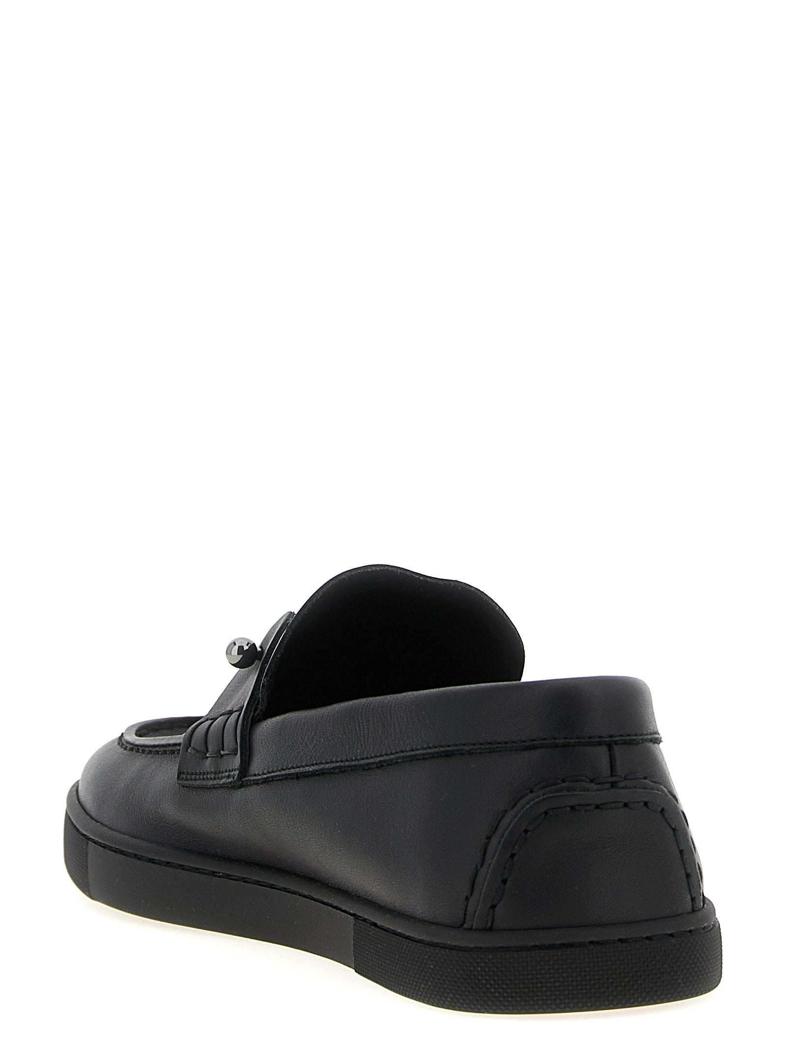Christian Louboutin Black Calfskin Slip-On Loafers Christian Louboutin
