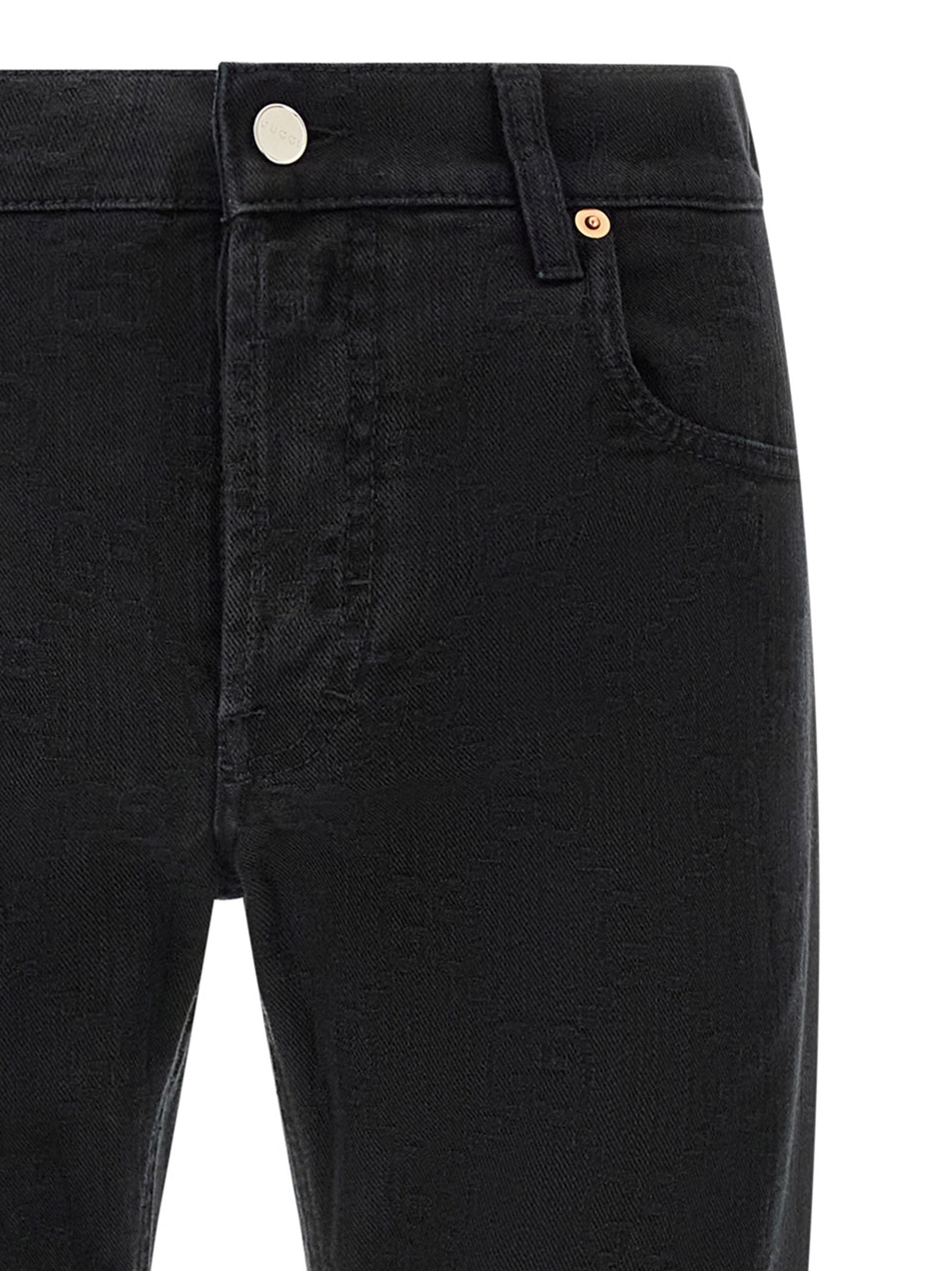 Gucci Black Cotton Straight-Leg Jeans Gucci