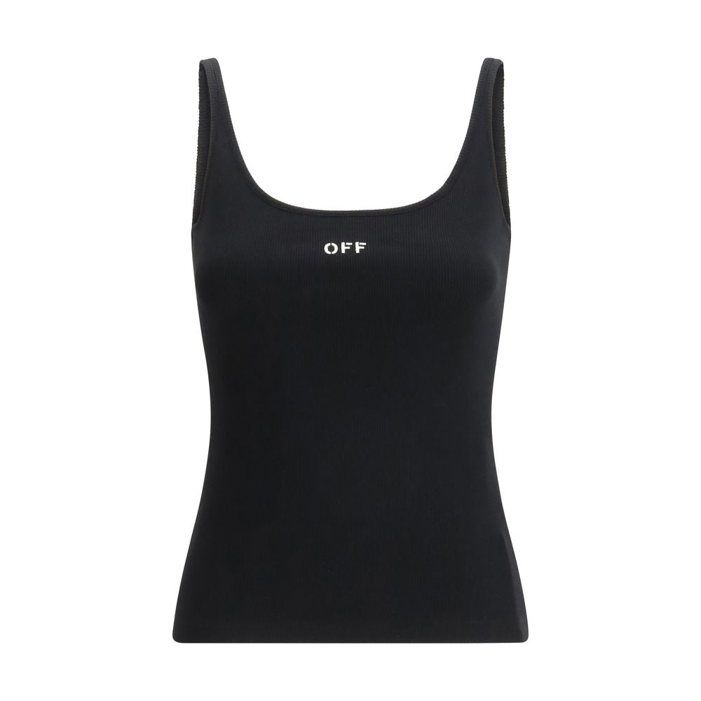 Off-White Black Cotton Sleeveles T-Shirt Off-White