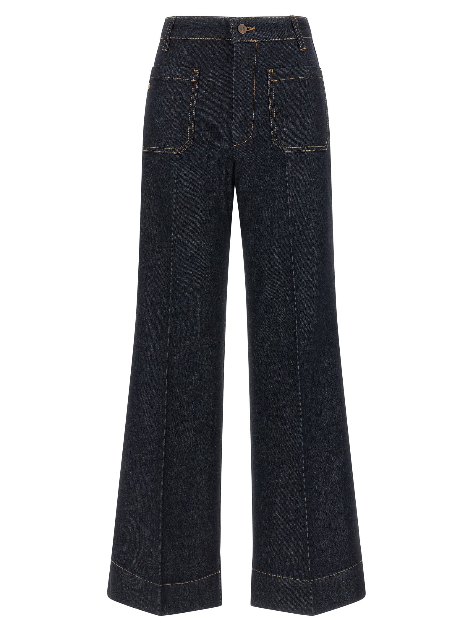 Victoria Beckham Blue Cotton Flared Jeans Victoria Beckham