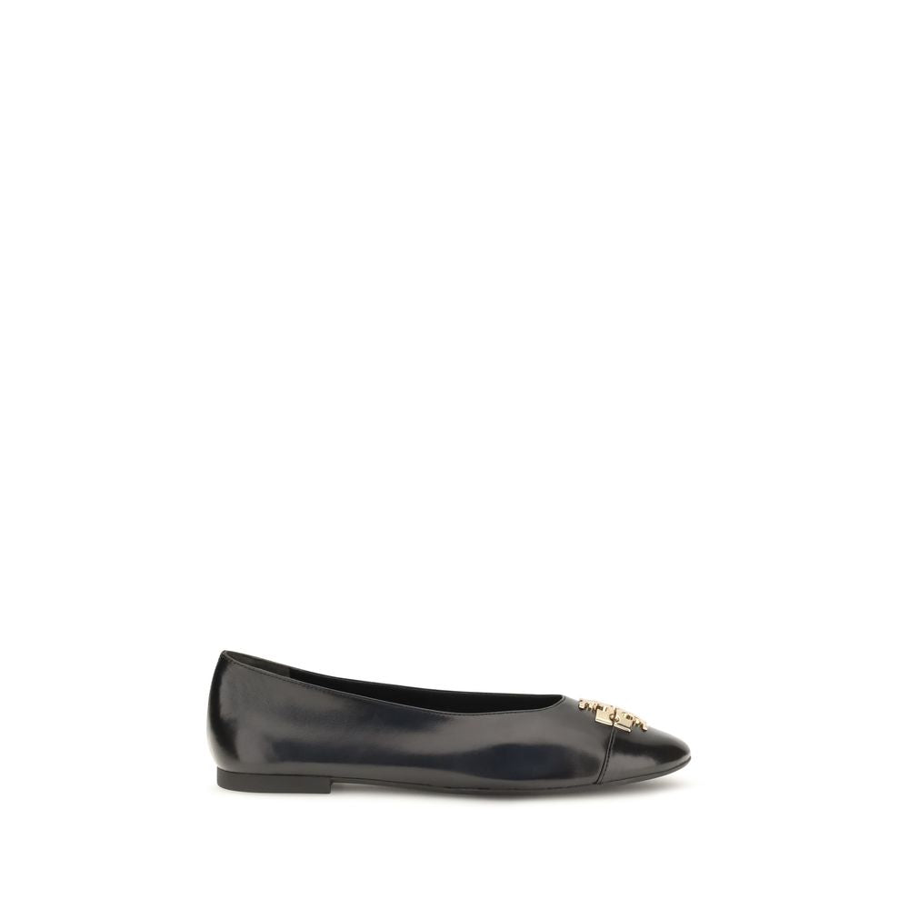 Tory Burch Black Calf Leather Bos Taurus Ballet Flats Tory Burch