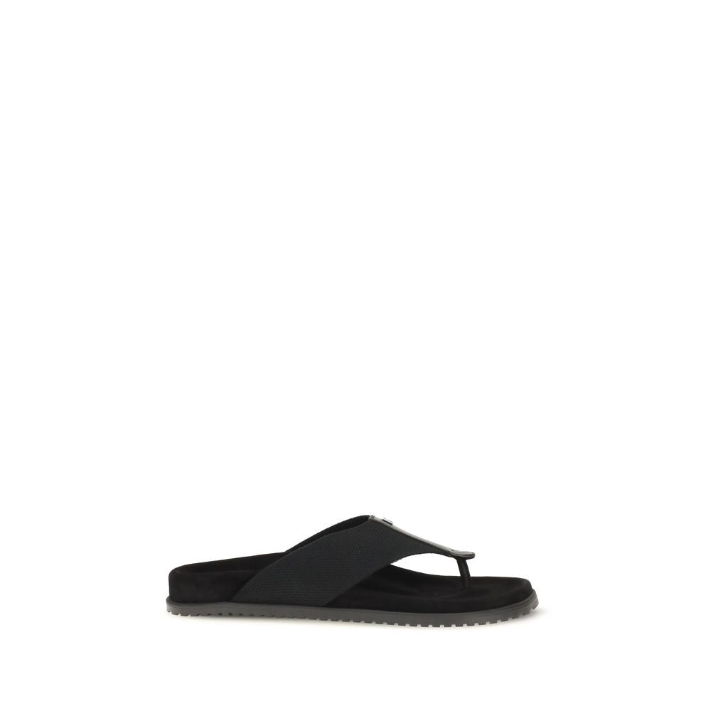 Dolce & Gabbana Black Polyester Flip-Flop Sandals Dolce & Gabbana