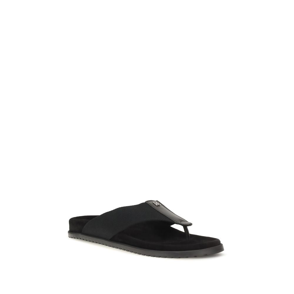 Dolce & Gabbana Black Polyester Flip-Flop Sandals Dolce & Gabbana