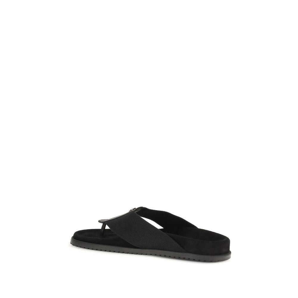 Dolce & Gabbana Black Polyester Flip-Flop Sandals Dolce & Gabbana