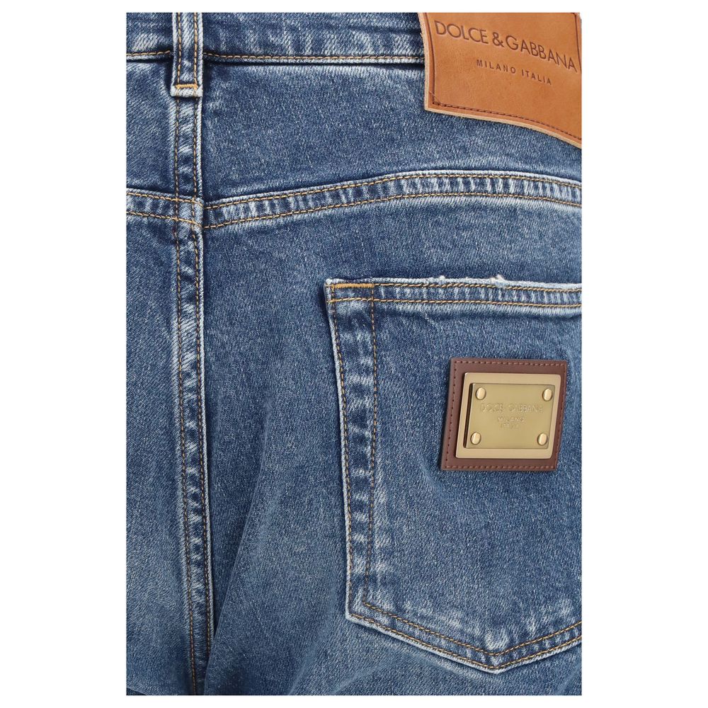 Dolce & Gabbana Blue Cotton Straight-Leg Jeans Dolce & Gabbana