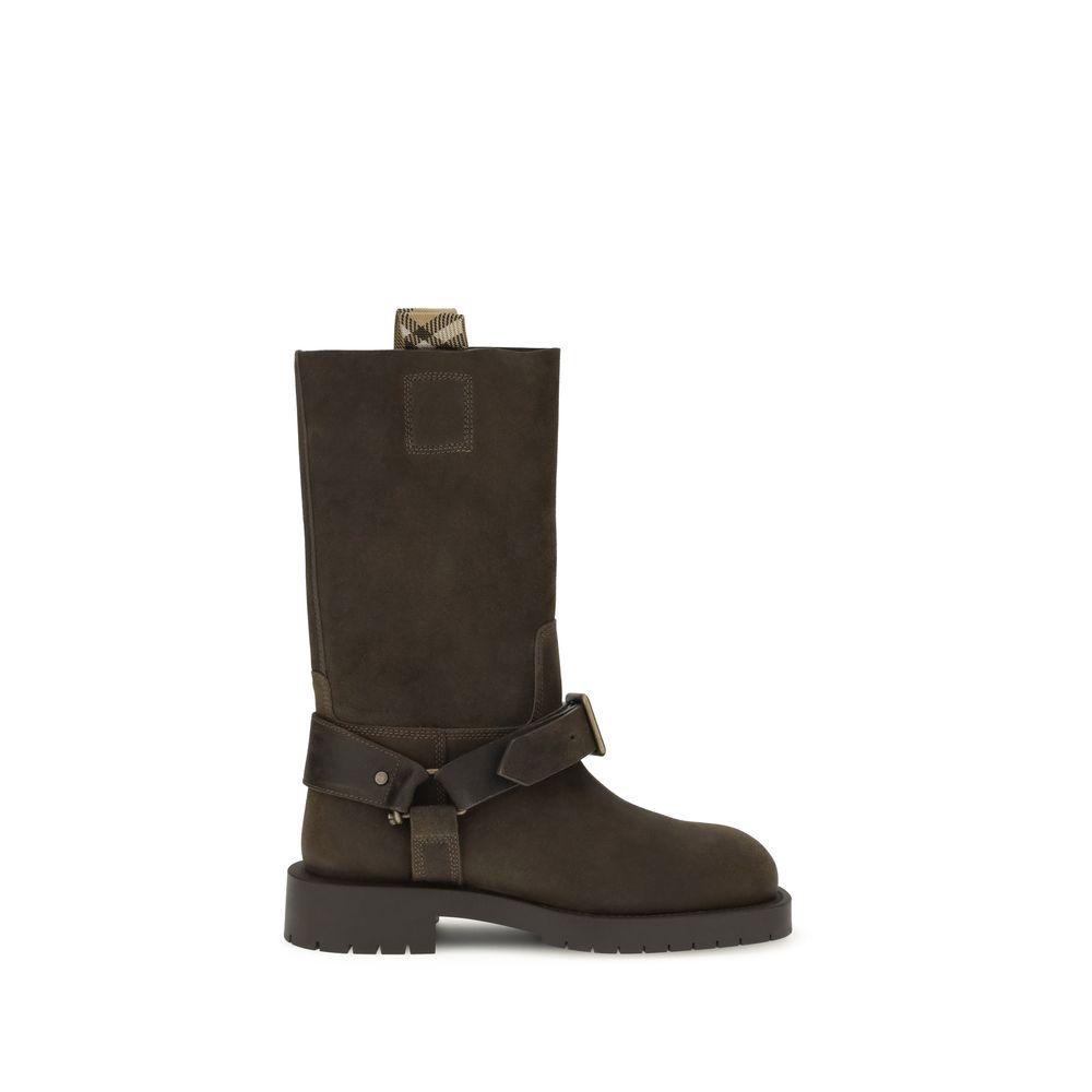 Burberry Brown Calf Leather Bos Taurus Lace-Up Boots Burberry