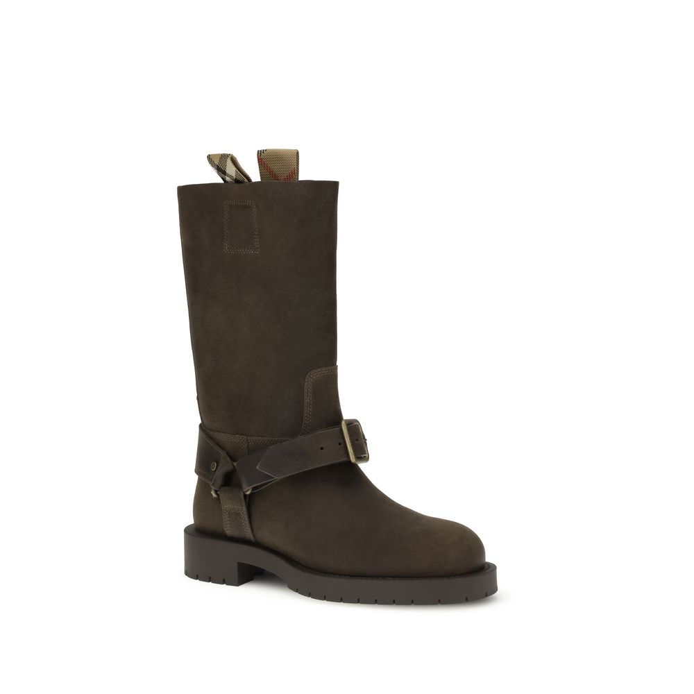 Burberry Brown Calf Leather Bos Taurus Lace-Up Boots Burberry