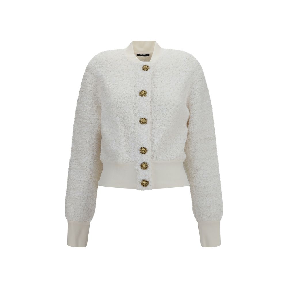 Balmain White Viscose Bomber Balmain