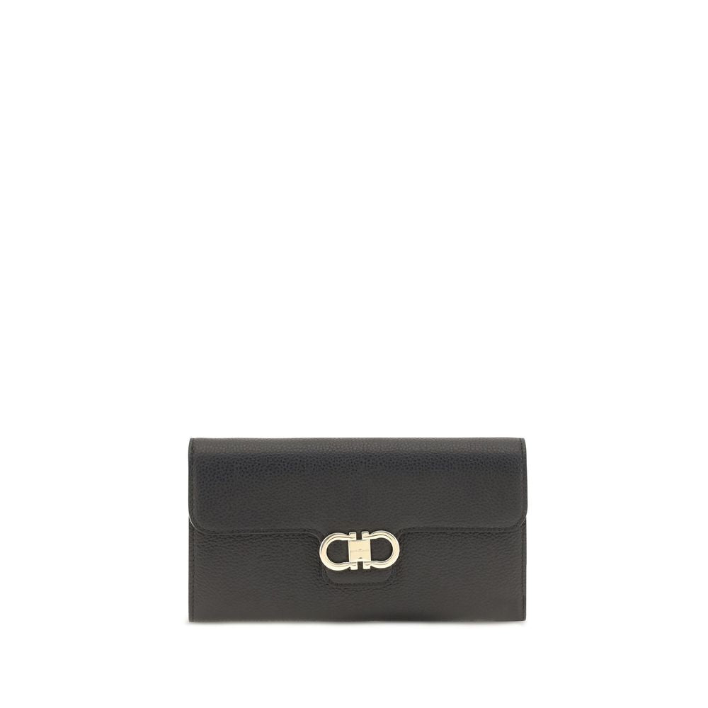 Ferragamo Black Calf Leather Bos Taurus Wallet Ferragamo