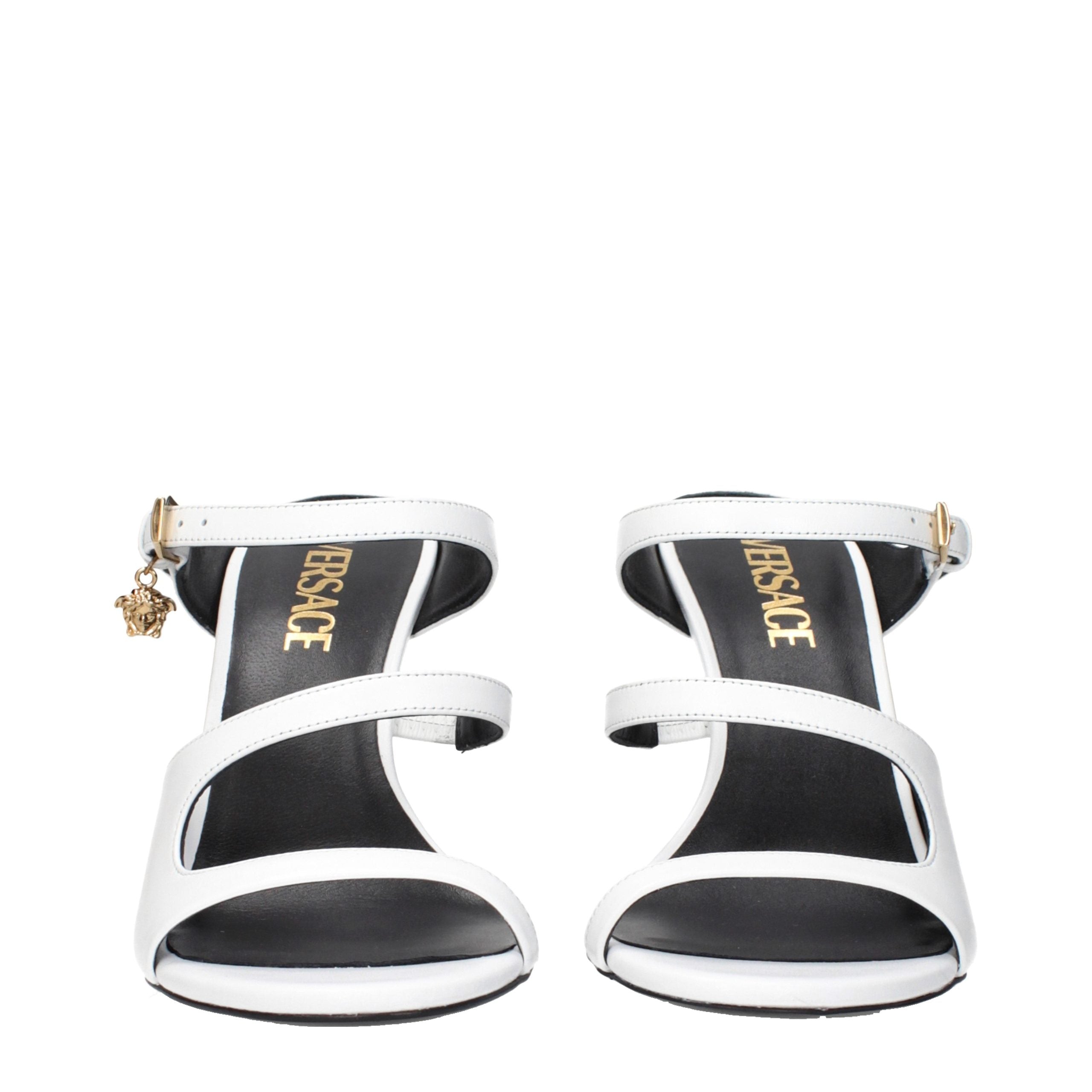 Versace White Leather Stiletto Heel Sandals Versace