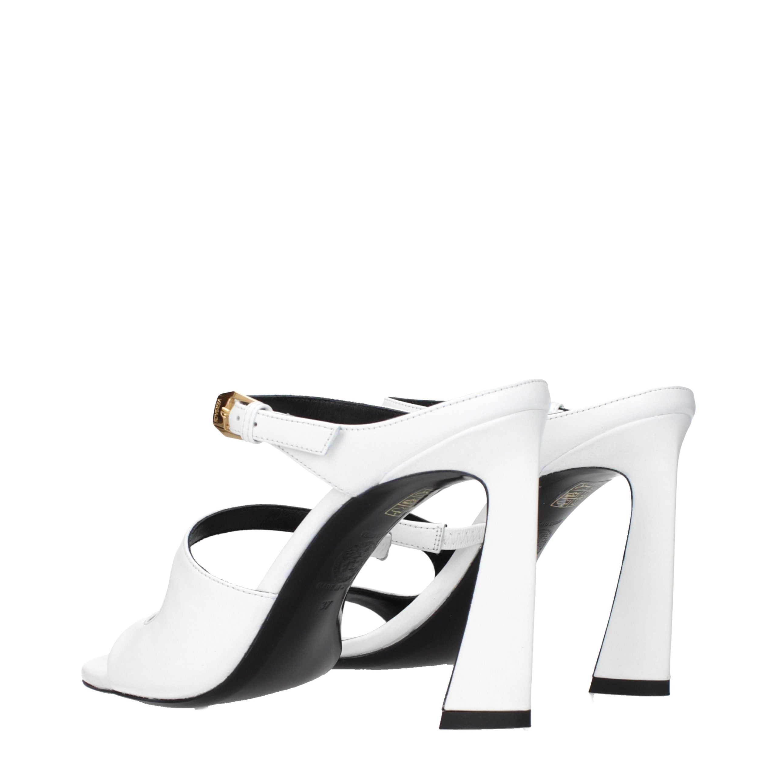 Versace White Leather Stiletto Heel Sandals Versace