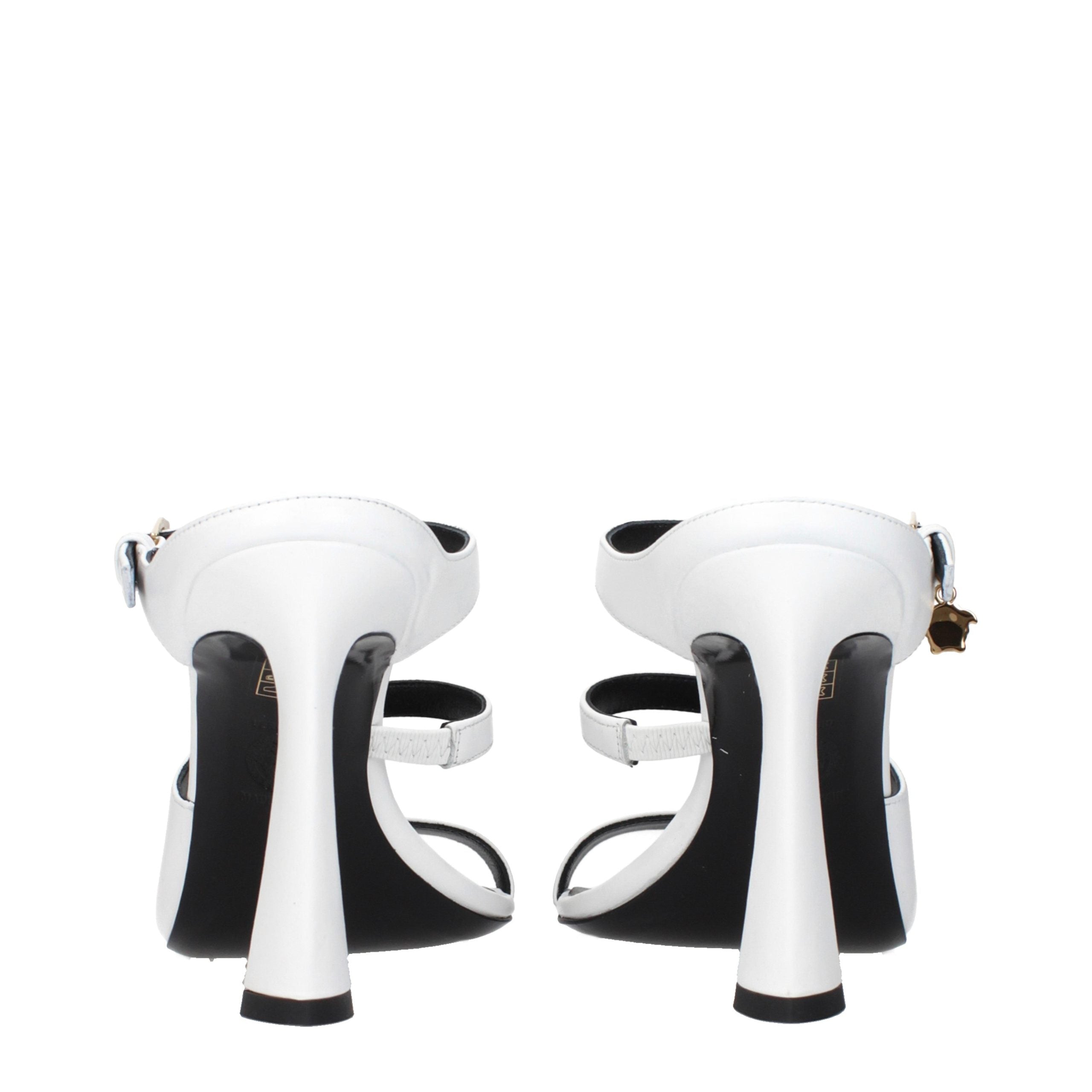 Versace White Leather Stiletto Heel Sandals Versace