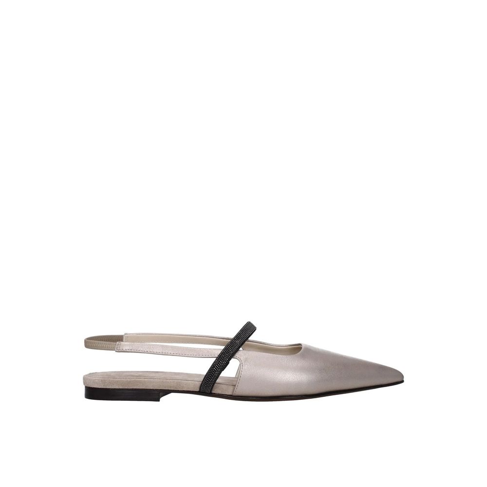 Brunello Cucinelli Beige Leather Ballet Flats Brunello Cucinelli