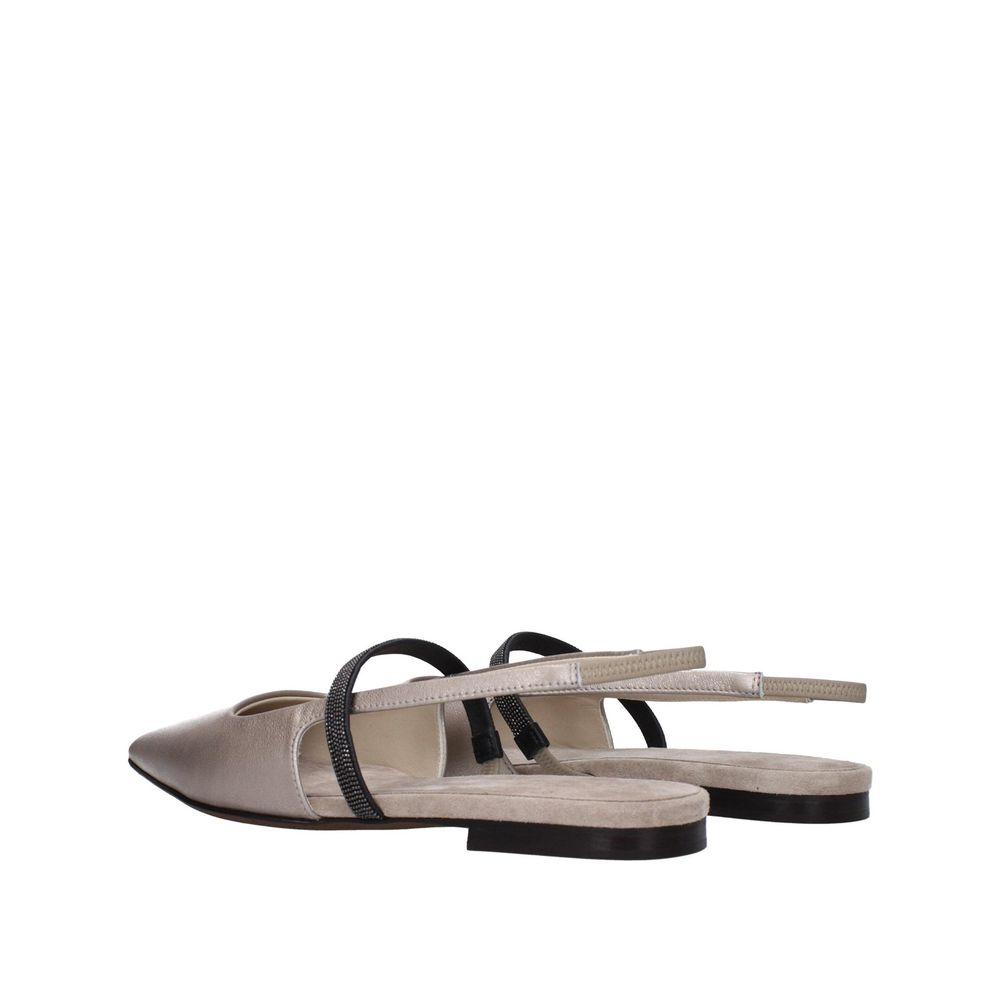 Brunello Cucinelli Beige Leather Ballet Flats Brunello Cucinelli