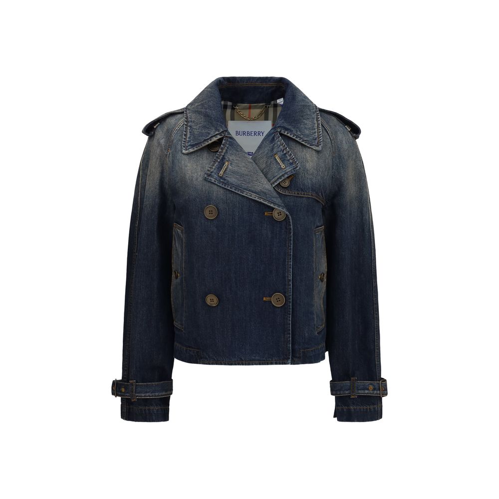 Burberry Blue Cotton Denim Jacket Burberry