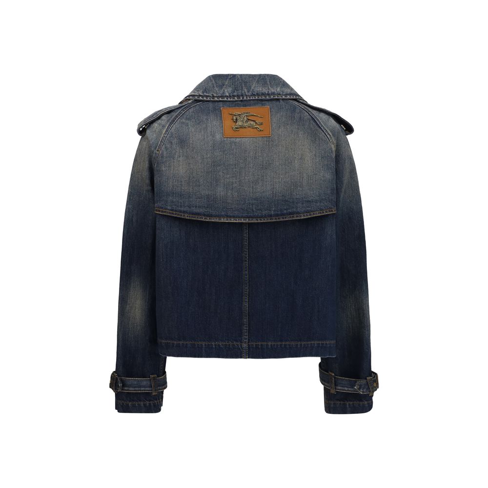 Burberry Blue Cotton Denim Jacket Burberry