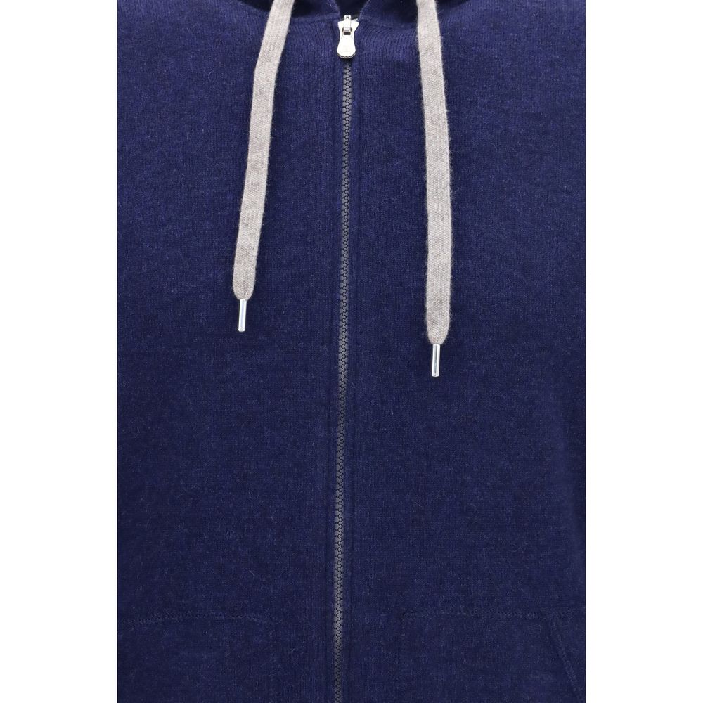 Brunello Cucinelli Blue Cashmere Sweatshirt Brunello Cucinelli