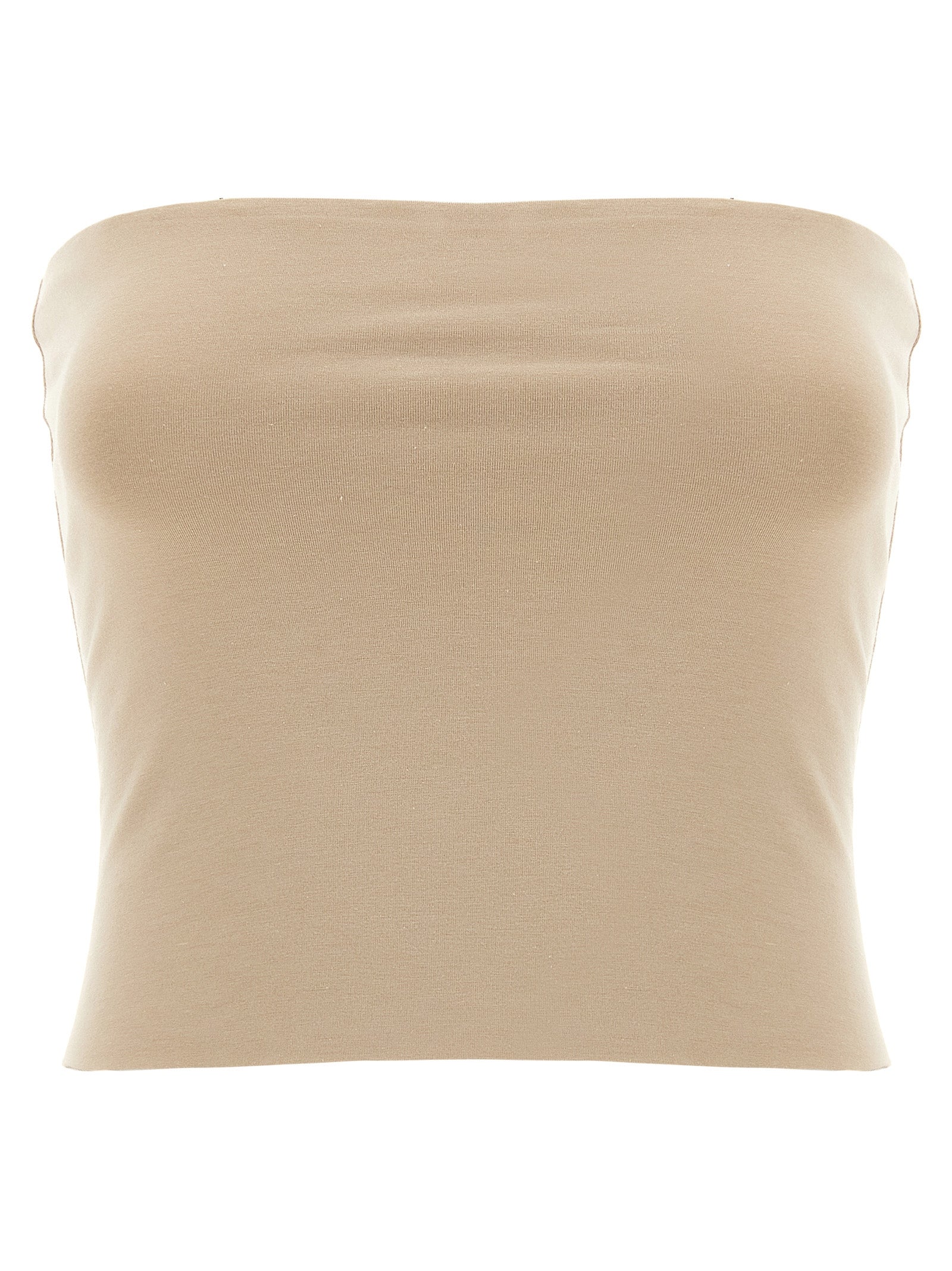 Brunello Cucinelli Beige Cotton Sleeveles T-Shirt Brunello Cucinelli