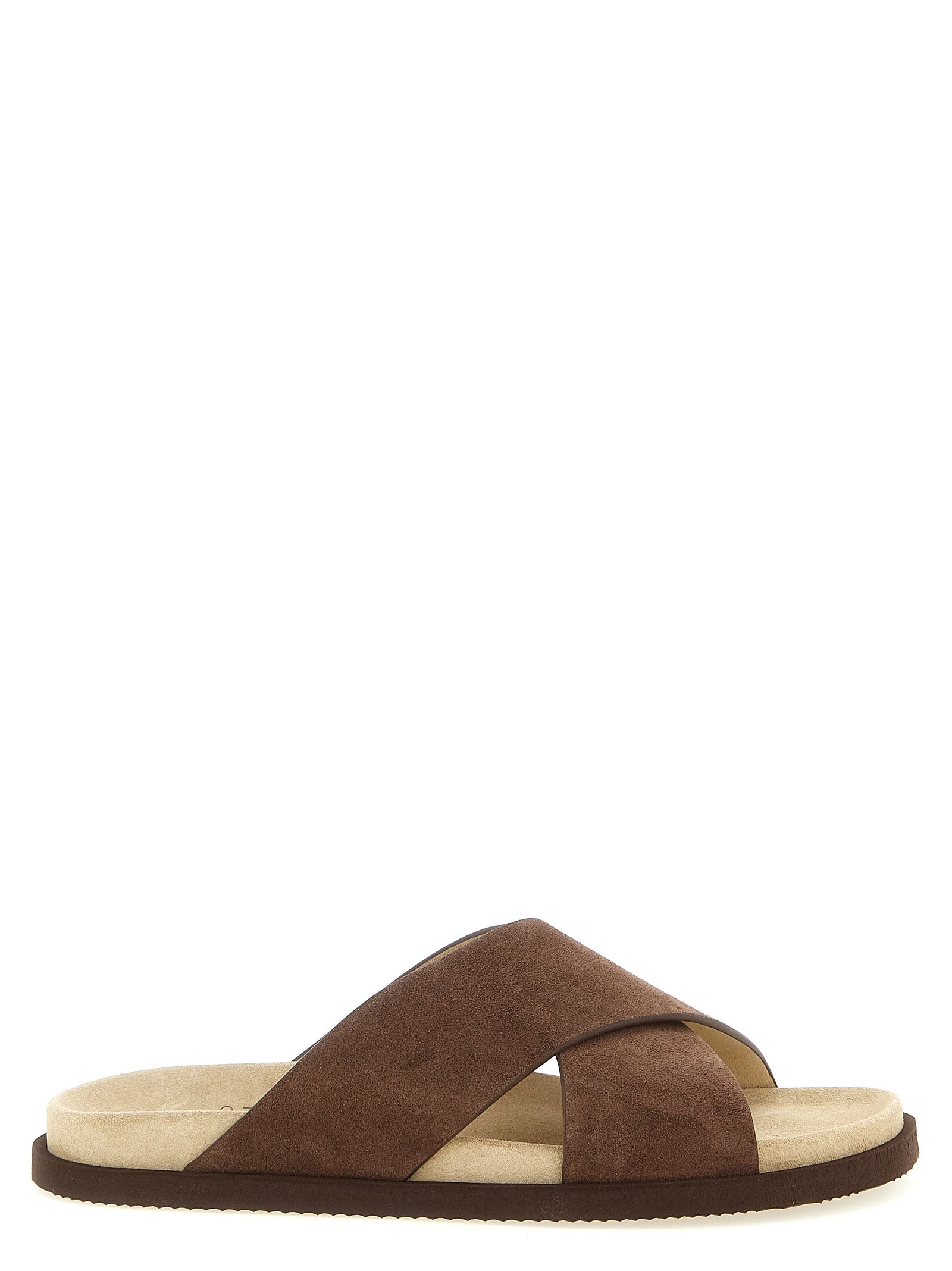 Brunello Cucinelli Brown Calfskin Slides Brunello Cucinelli