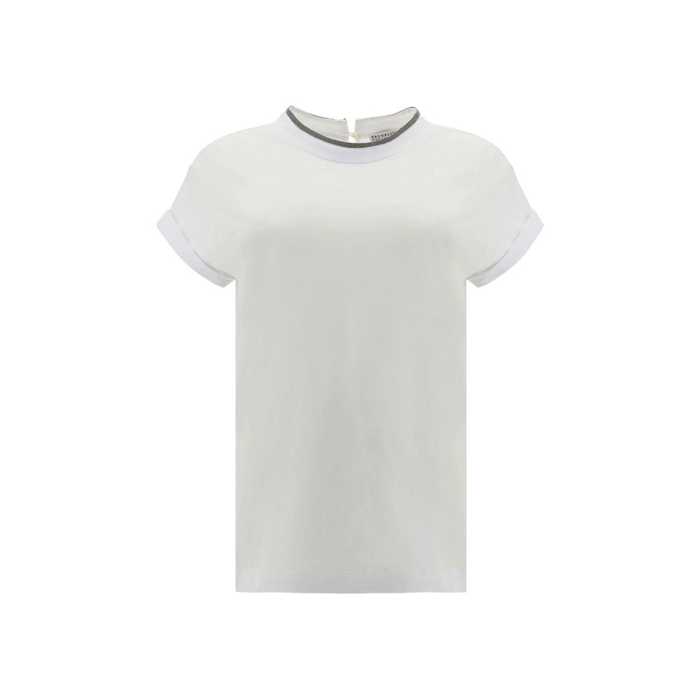 Brunello Cucinelli White Elastane T-Shirt Brunello Cucinelli
