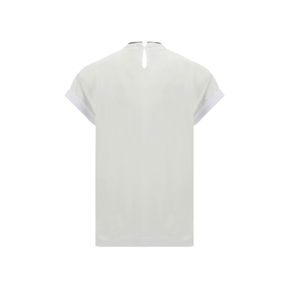 Brunello Cucinelli White Elastane T-Shirt Brunello Cucinelli
