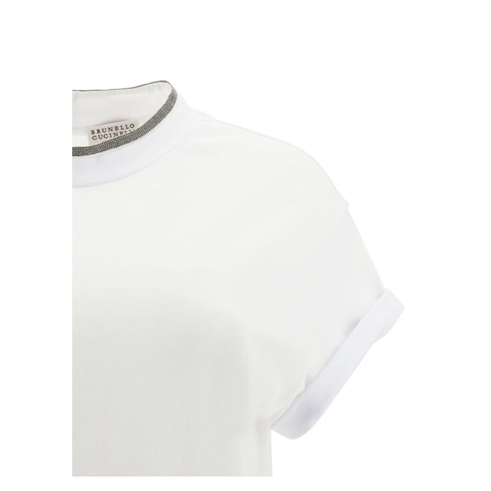 Brunello Cucinelli White Elastane T-Shirt Brunello Cucinelli