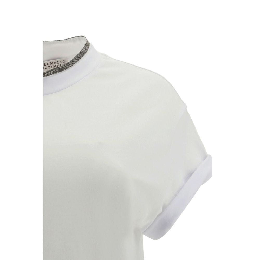 Brunello Cucinelli White Elastane T-Shirt Brunello Cucinelli
