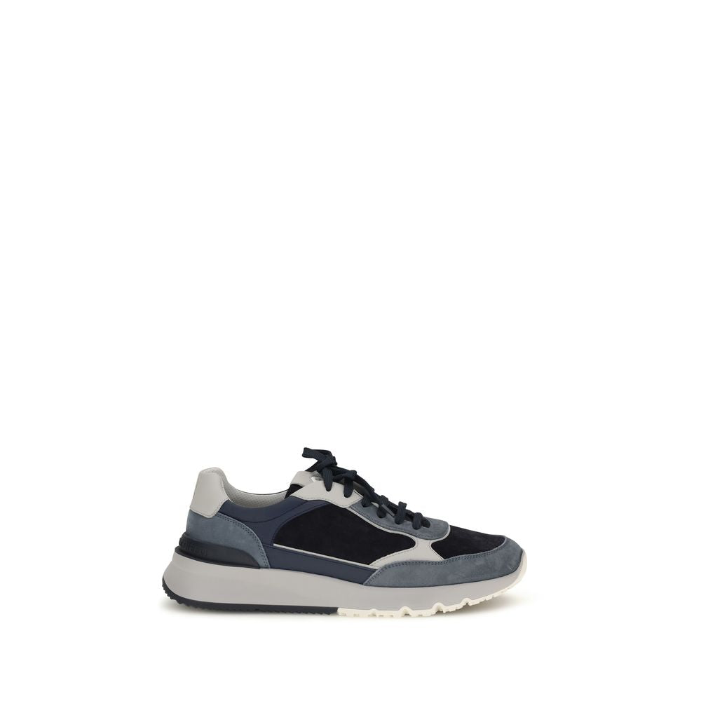 Brunello Cucinelli Blue Calf Leather Bos Taurus Athletic Sneakers Brunello Cucinelli