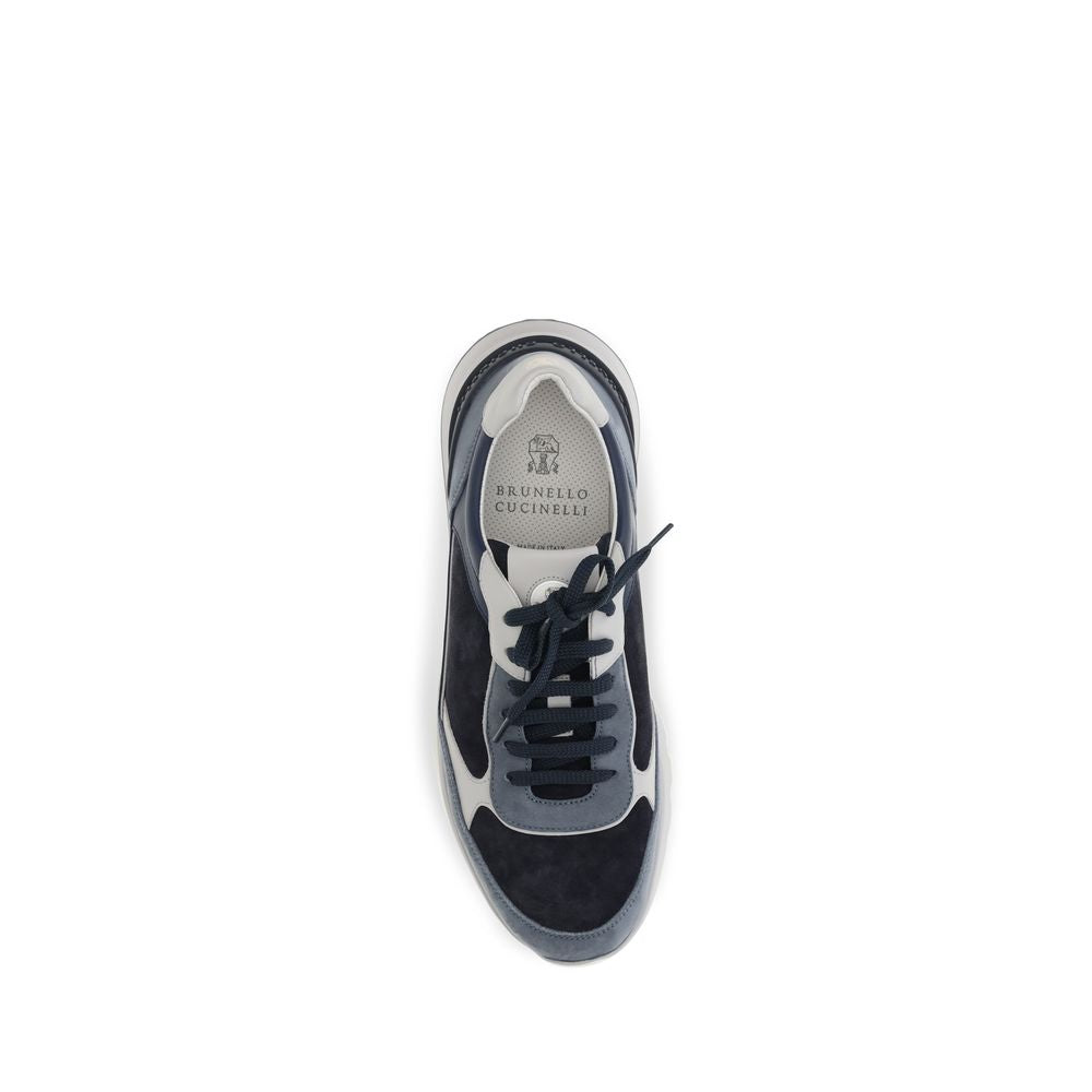 Brunello Cucinelli Blue Calf Leather Bos Taurus Athletic Sneakers Brunello Cucinelli