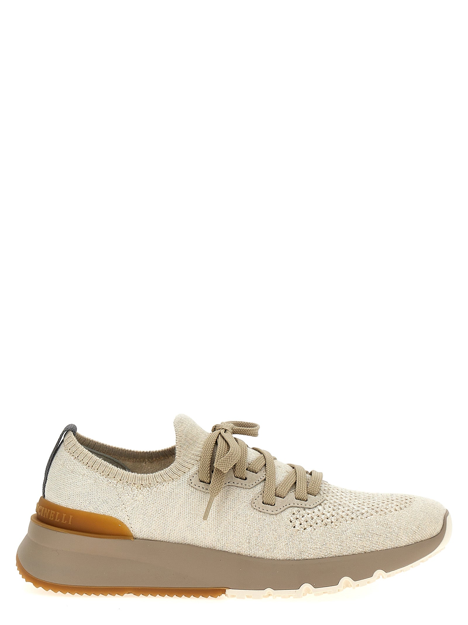 Brunello Cucinelli Beige Cotton Low Top Sneakers Brunello Cucinelli