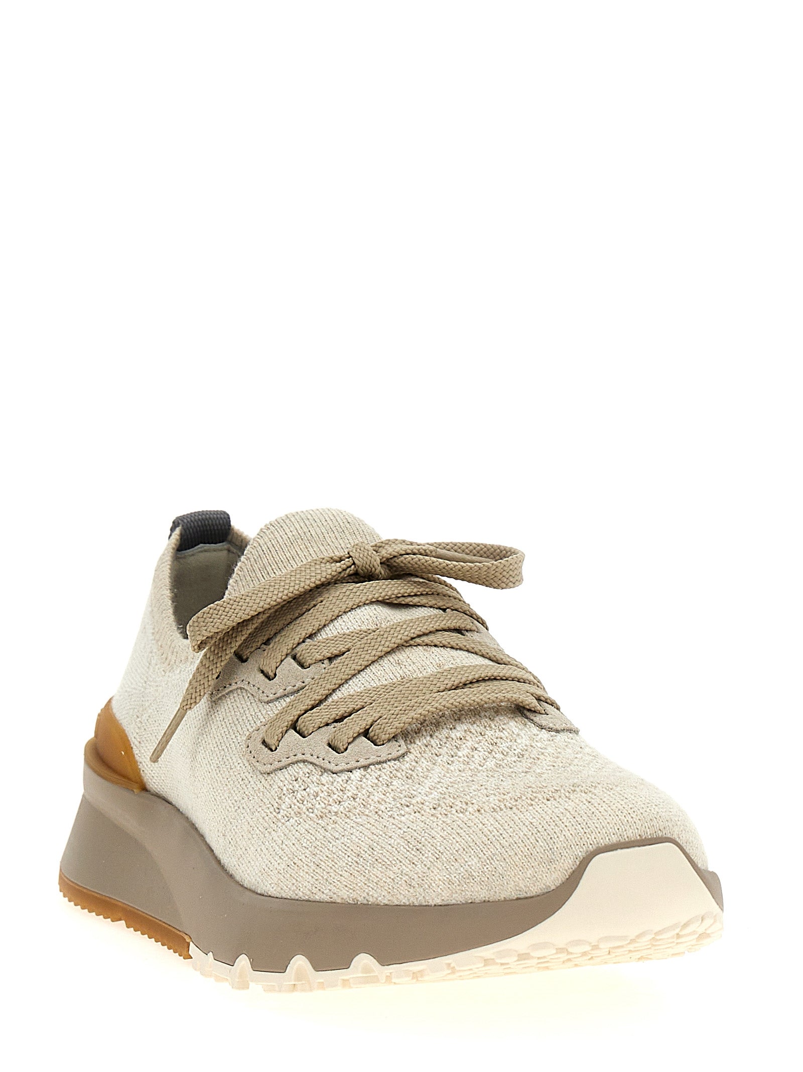 Brunello Cucinelli Beige Cotton Low Top Sneakers Brunello Cucinelli