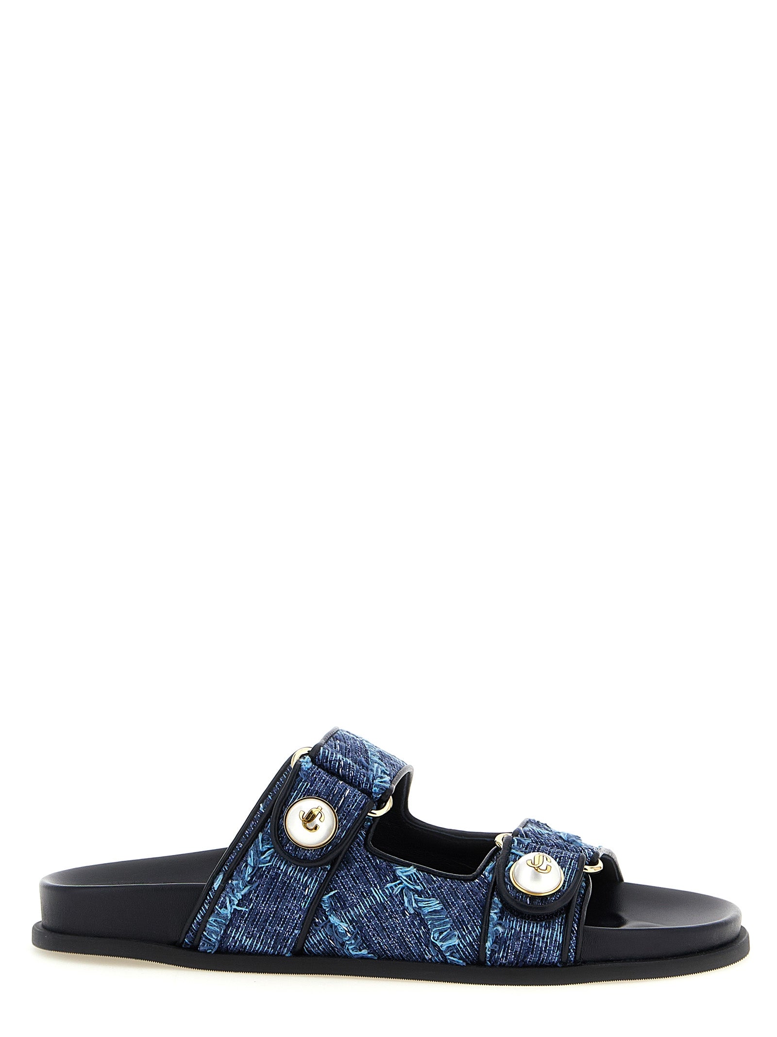 Jimmy Choo Blue Tencel Slides Jimmy Choo