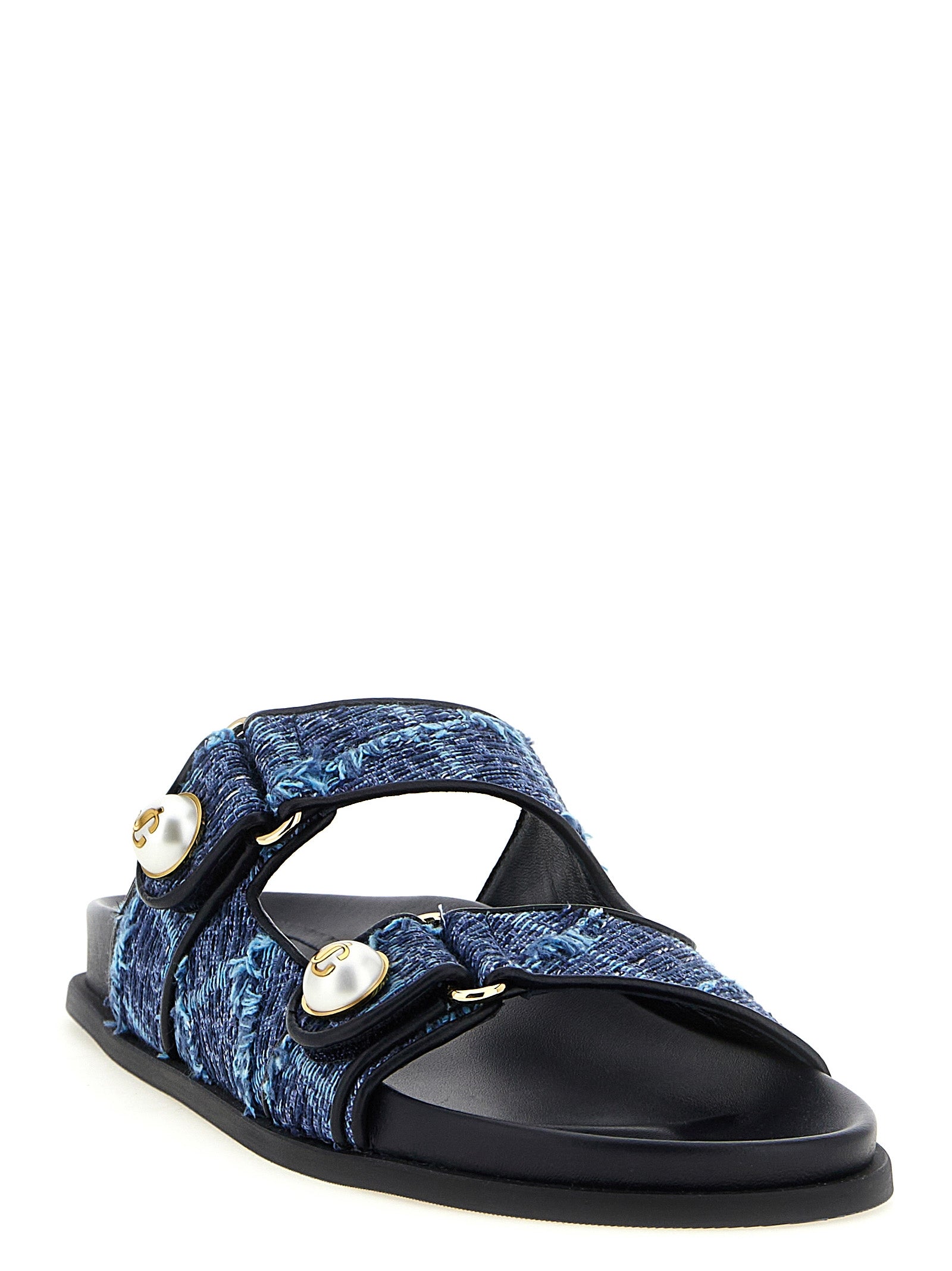 Jimmy Choo Blue Tencel Slides Jimmy Choo