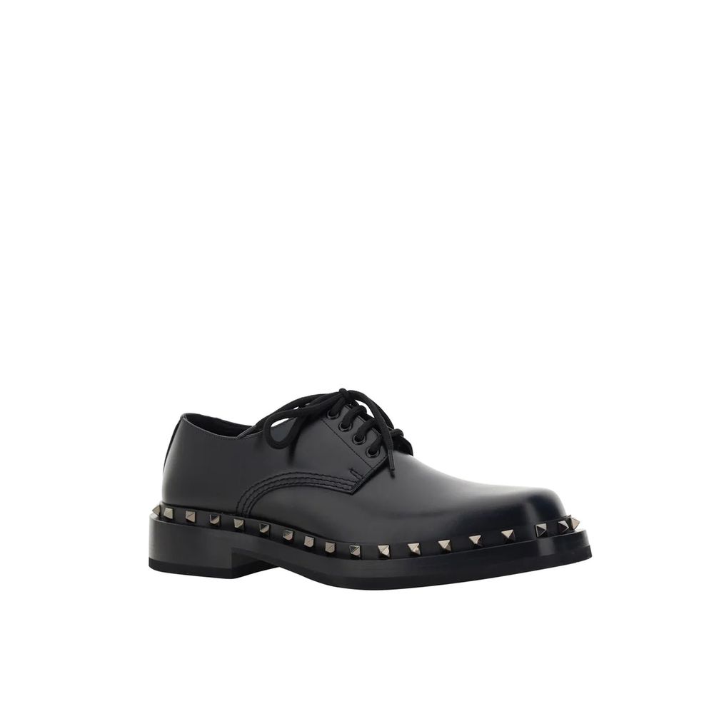 Valentino Garavani Black Calfskin Oxfords And Derbies Valentino Garavani