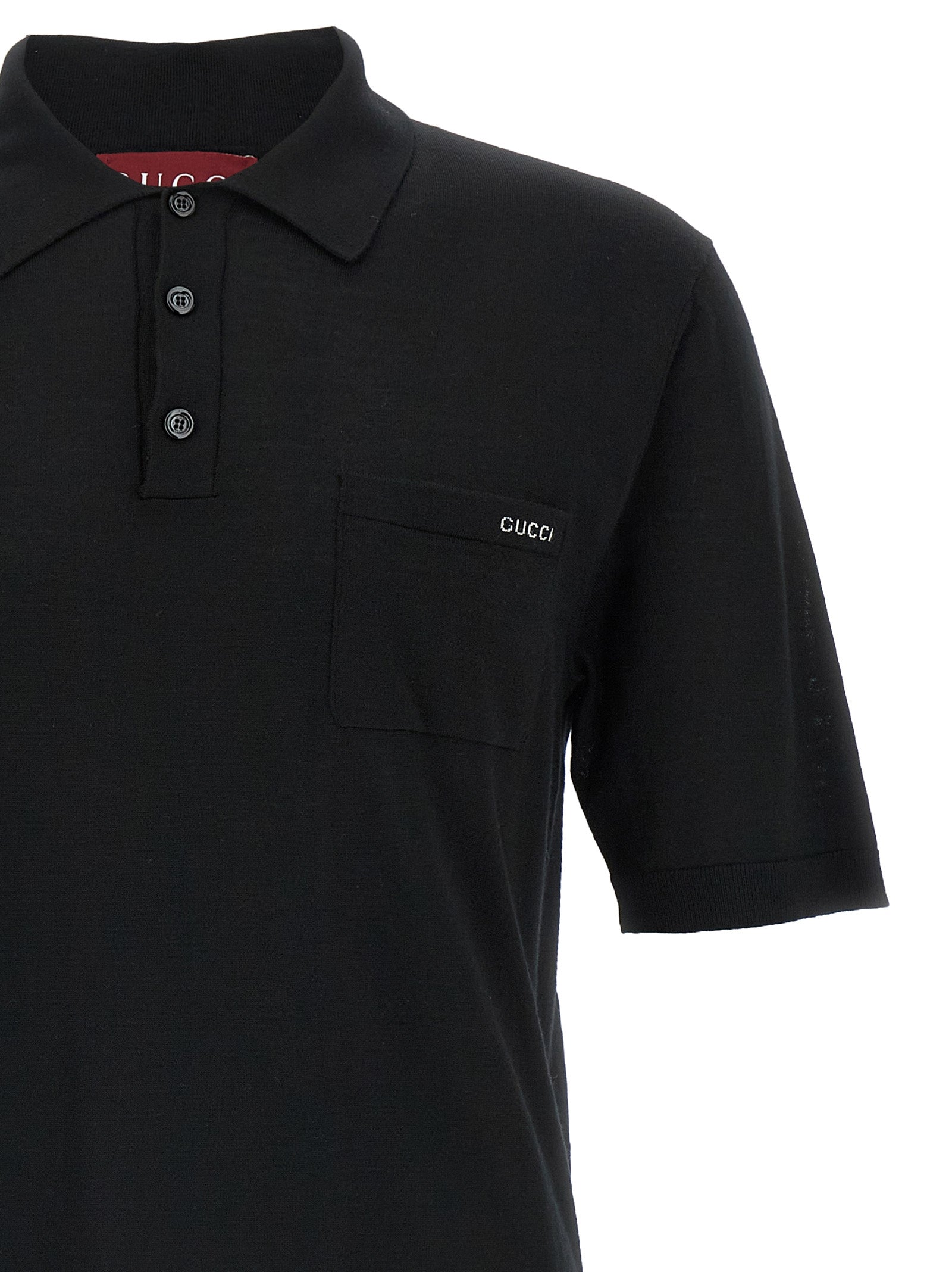 Gucci Black Wool Polo Shirt Gucci