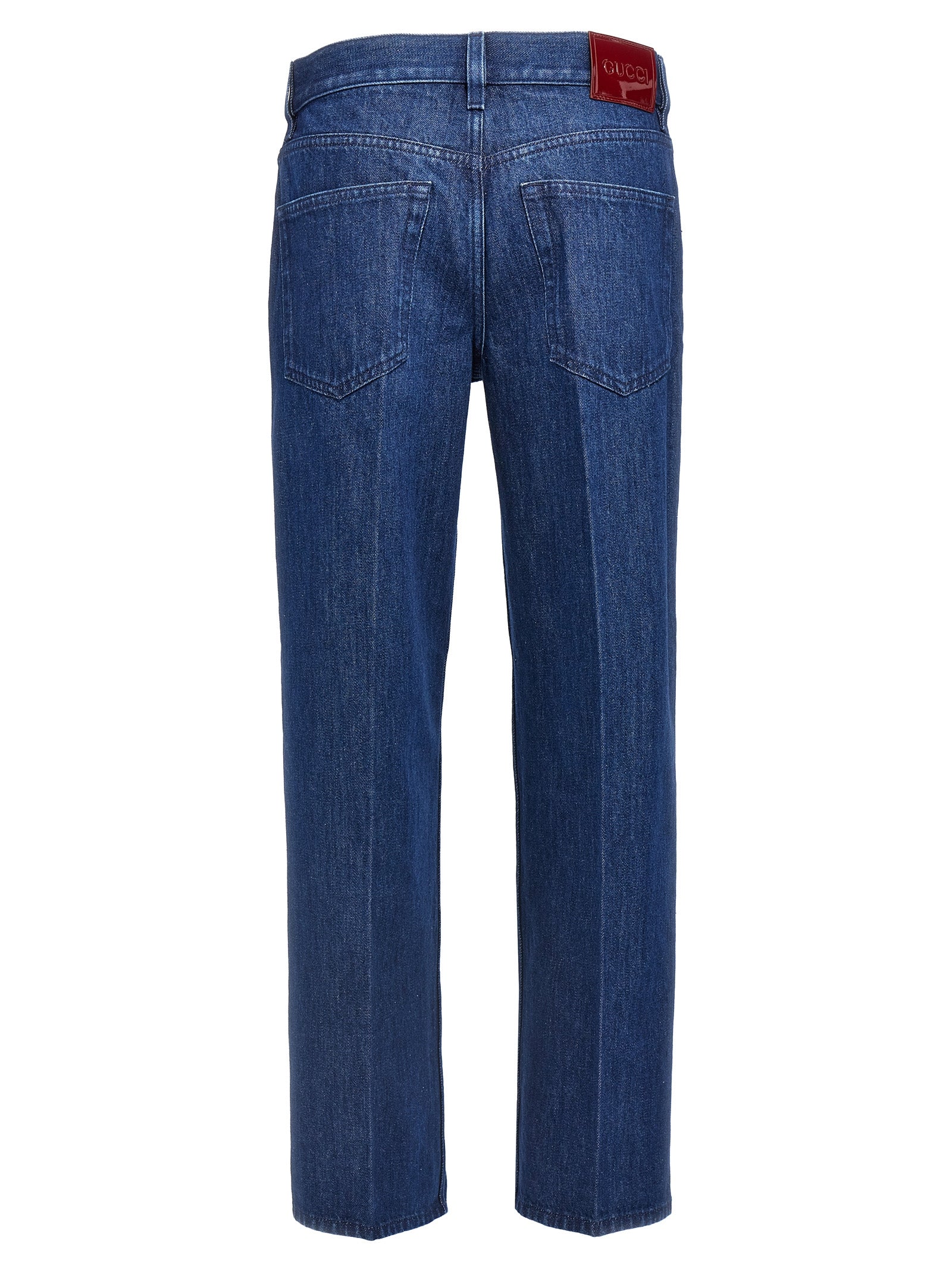 Gucci Blue Cotton Straight-Leg Jeans Gucci