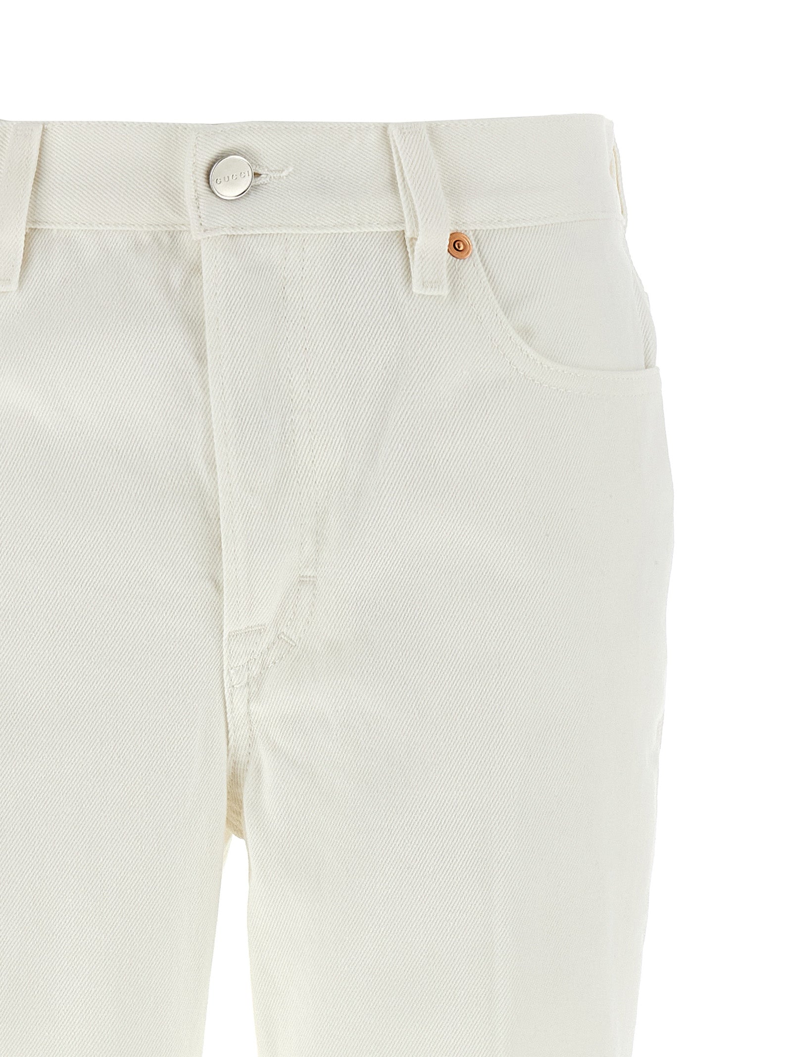 Gucci White Cotton Cropped Jeans Gucci