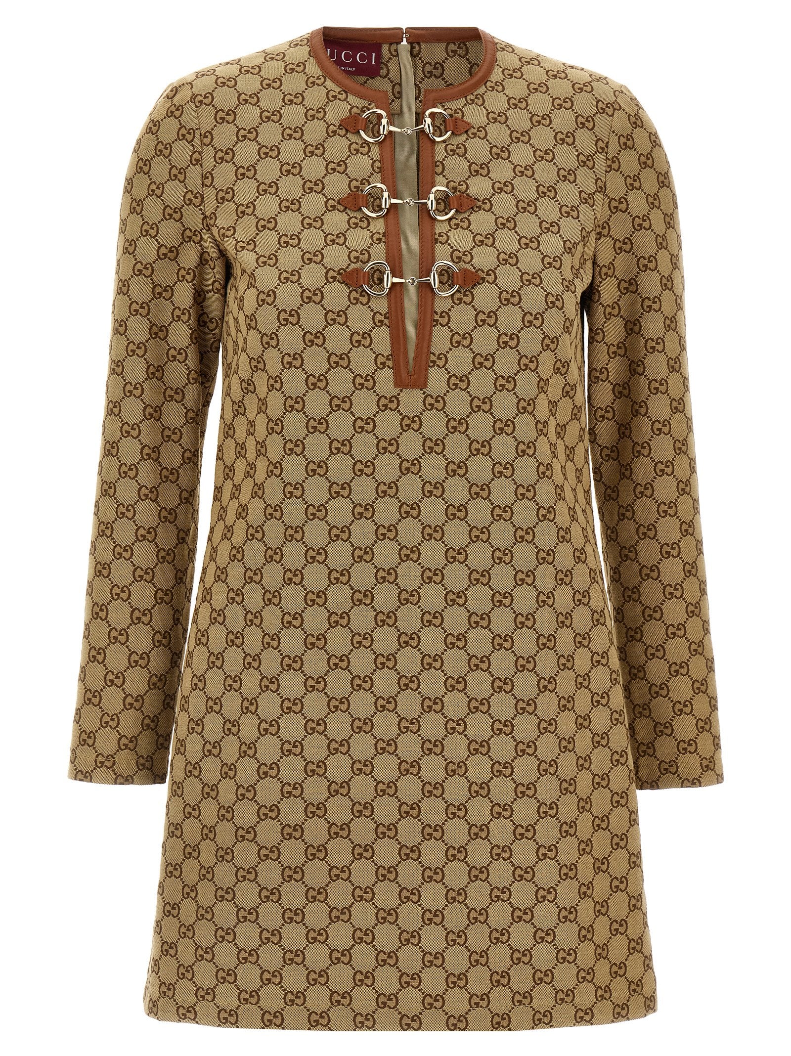 Gucci Beige Cotton Short Dress Gucci
