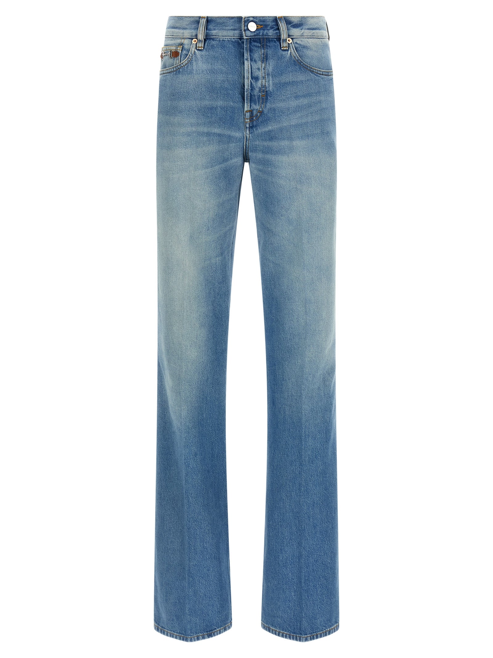Gucci Blue Cotton Flared Jeans Gucci