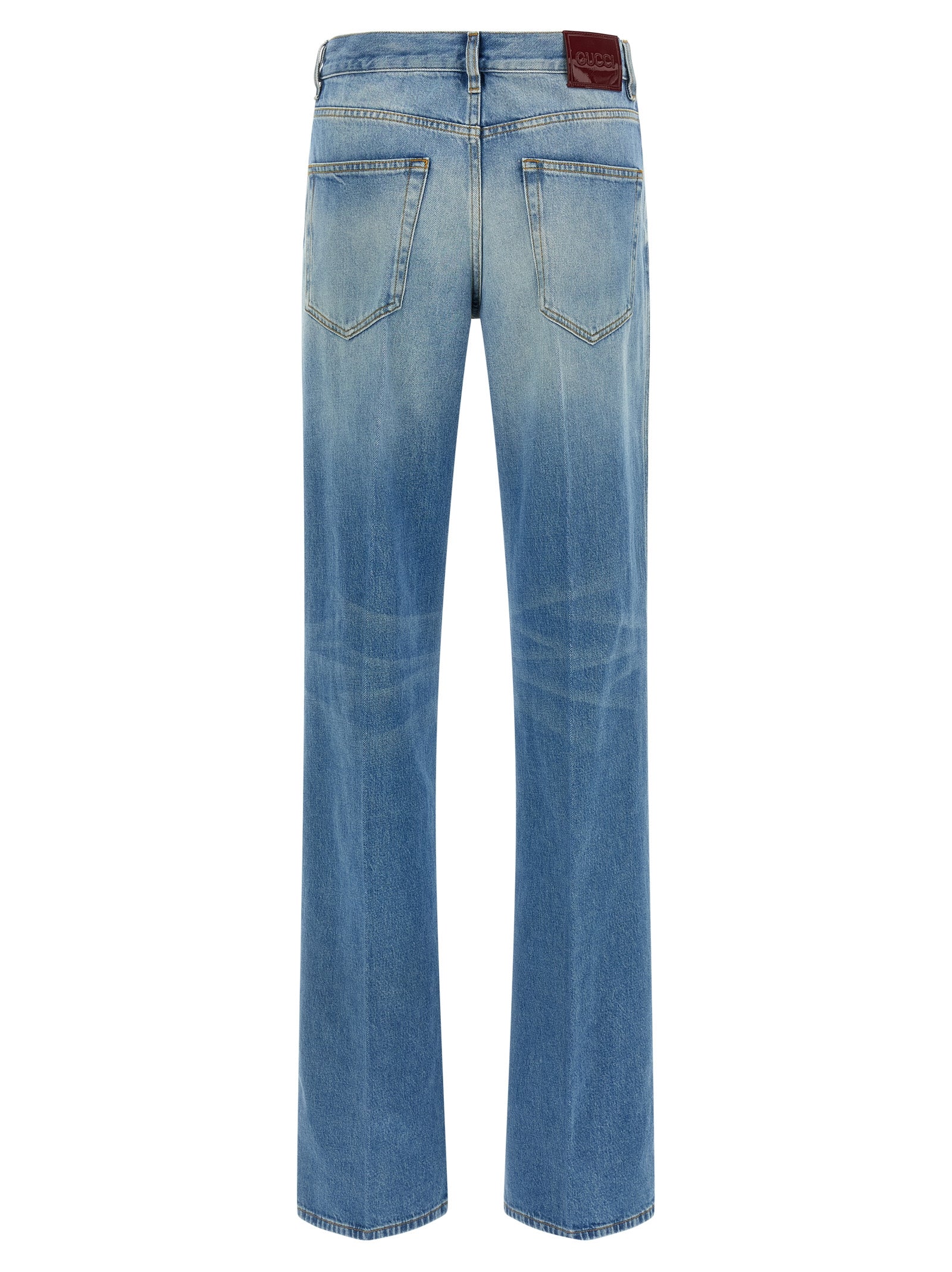 Gucci Blue Cotton Flared Jeans Gucci