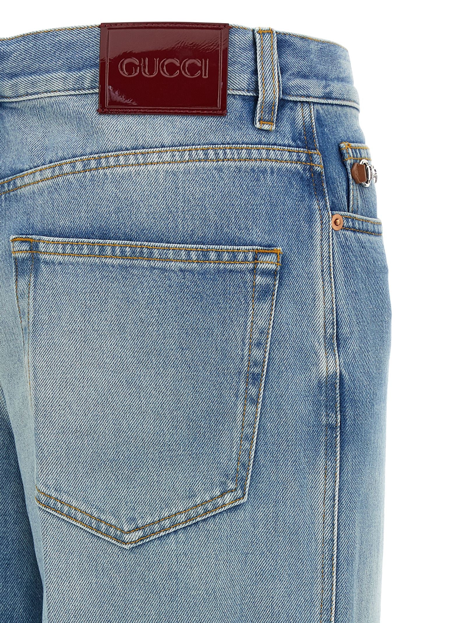 Gucci Blue Cotton Flared Jeans Gucci